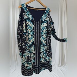 Luxology Cutout Sleeve Navy Bohemian Dress